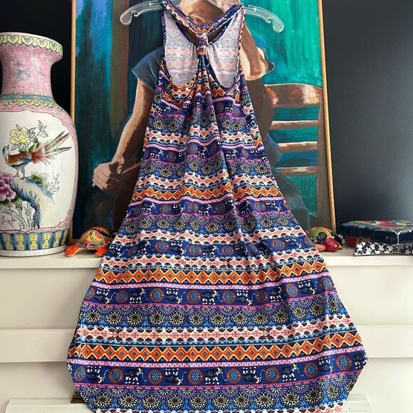 Kiss Colorful Patterned High Low Dress M 10/12 - Picture 2 of 16